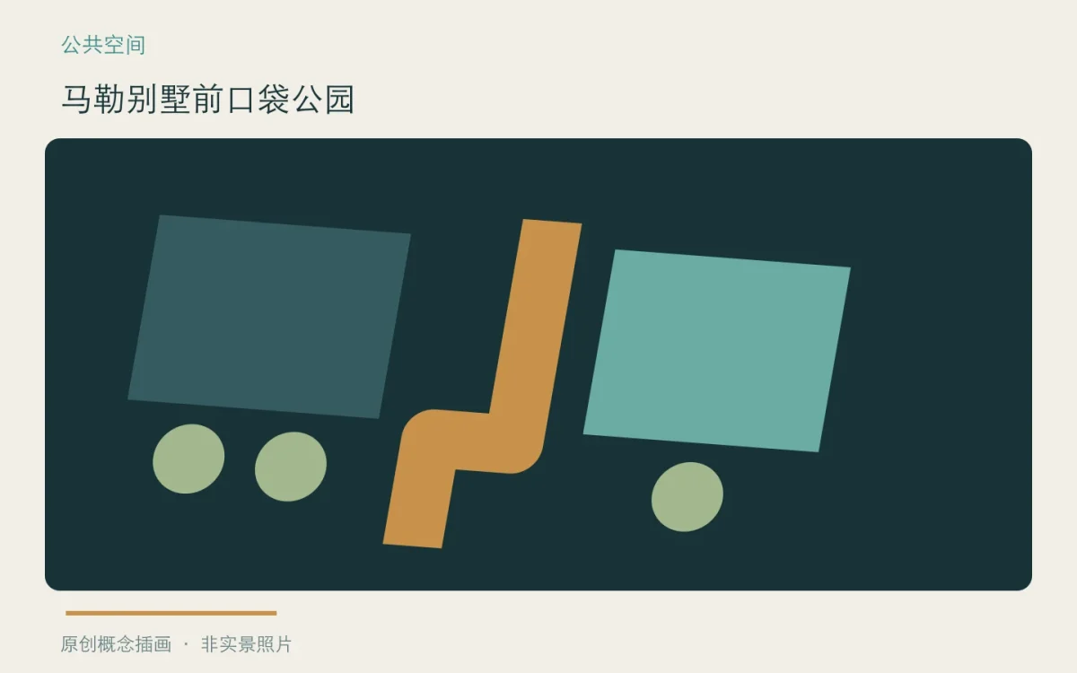 马勒别墅前口袋公园:主题概念插画