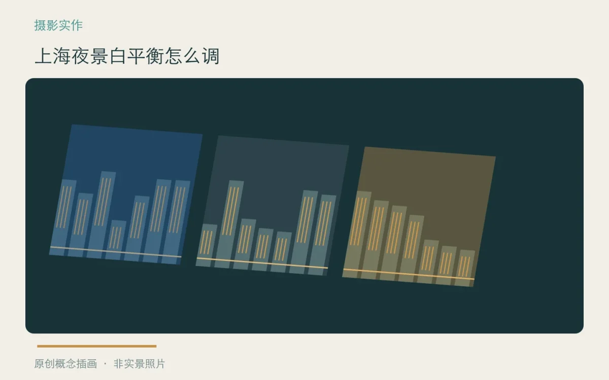 上海夜景白平衡怎么调:主题概念插画