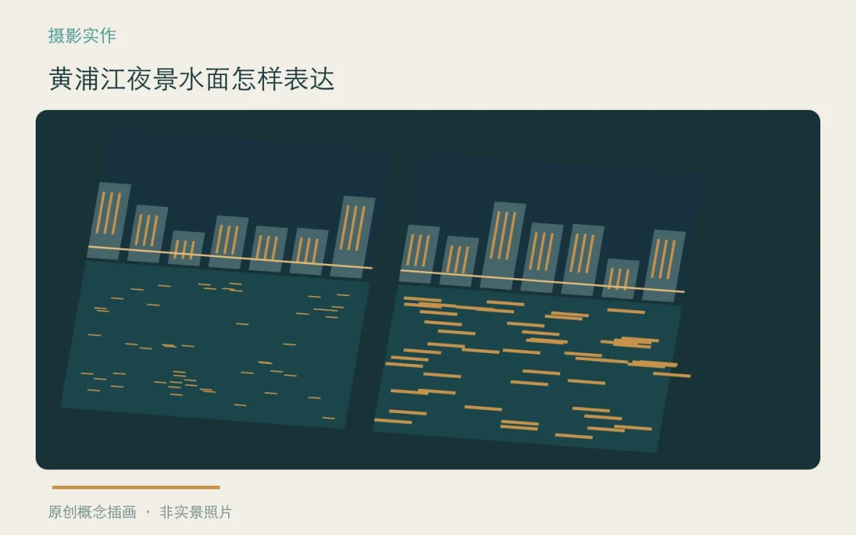 黄浦江夜景水面怎样表达:主题概念插画