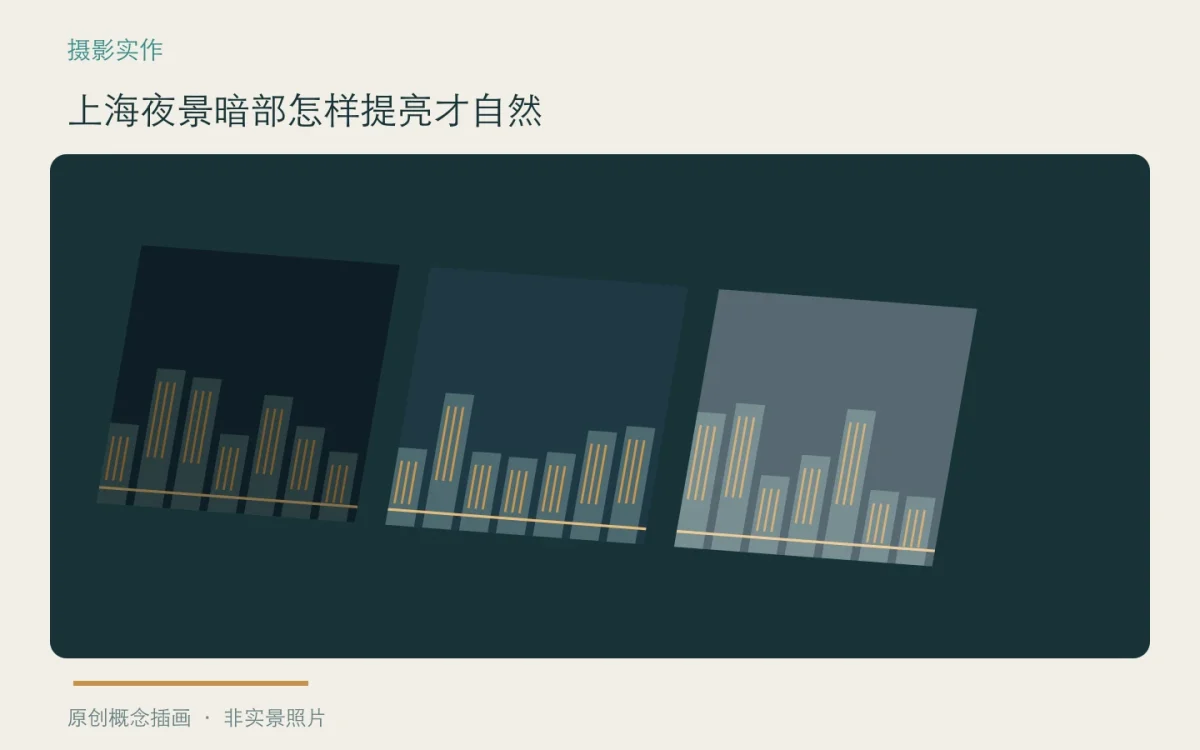 上海夜景暗部怎样提亮才自然:主题概念插画